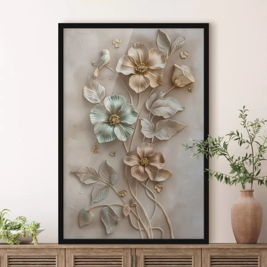 Fototapete ein blühender Aprikosenast im Aquarellstil f48527