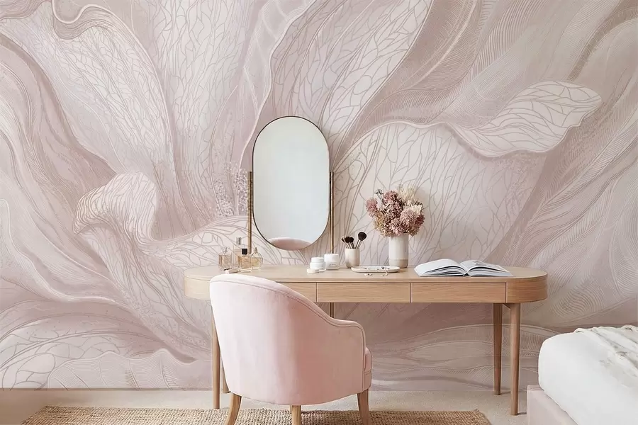 Fototapete Abstrakte Blume in hellbeigen Farbtönen w05119