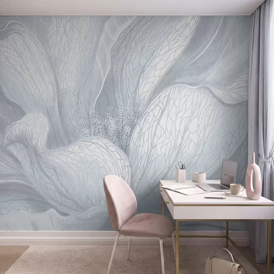 Fototapete Abstrakte Blume in kühlen Blautönen w05119v2