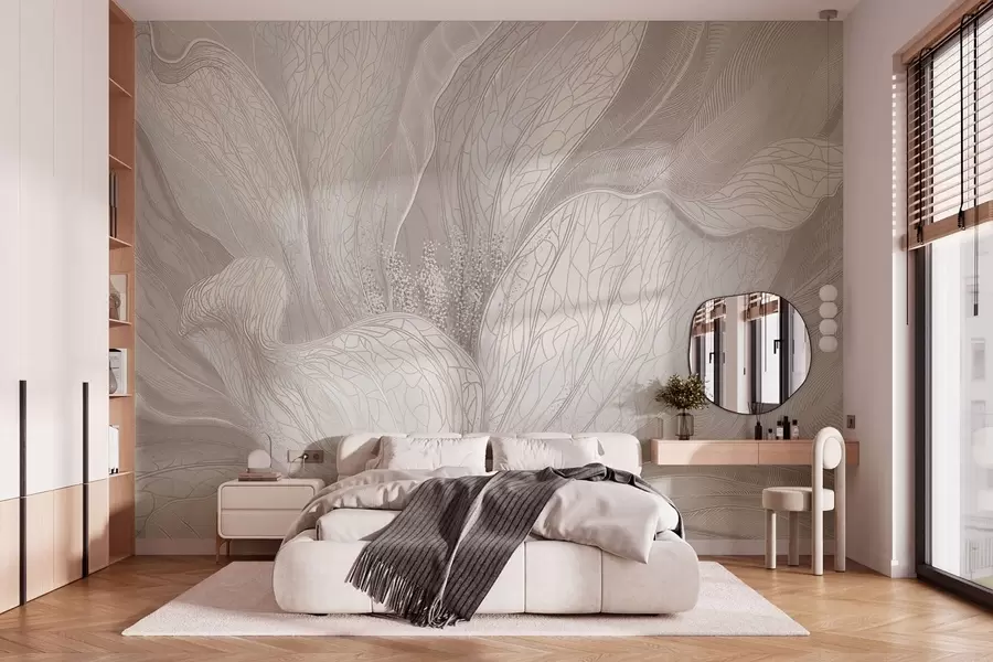 Fototapete Leichte, abstrakte Blume mit fließenden Linien w05119v3