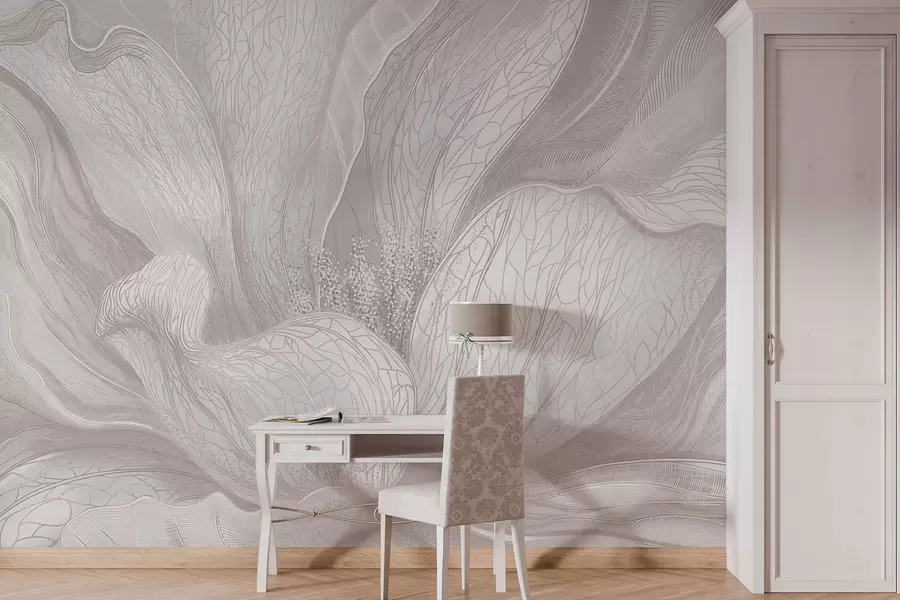 Fototapete Leichte, abstrakte Blume mit fließenden Linien w05119v3