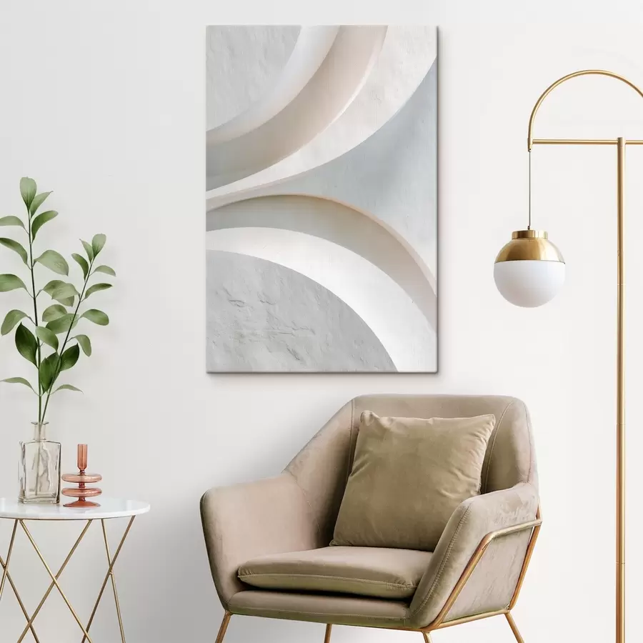 Fototapete Dekorplatte mit plastischen architektonischen Formen auf hellem Hintergrund s48191