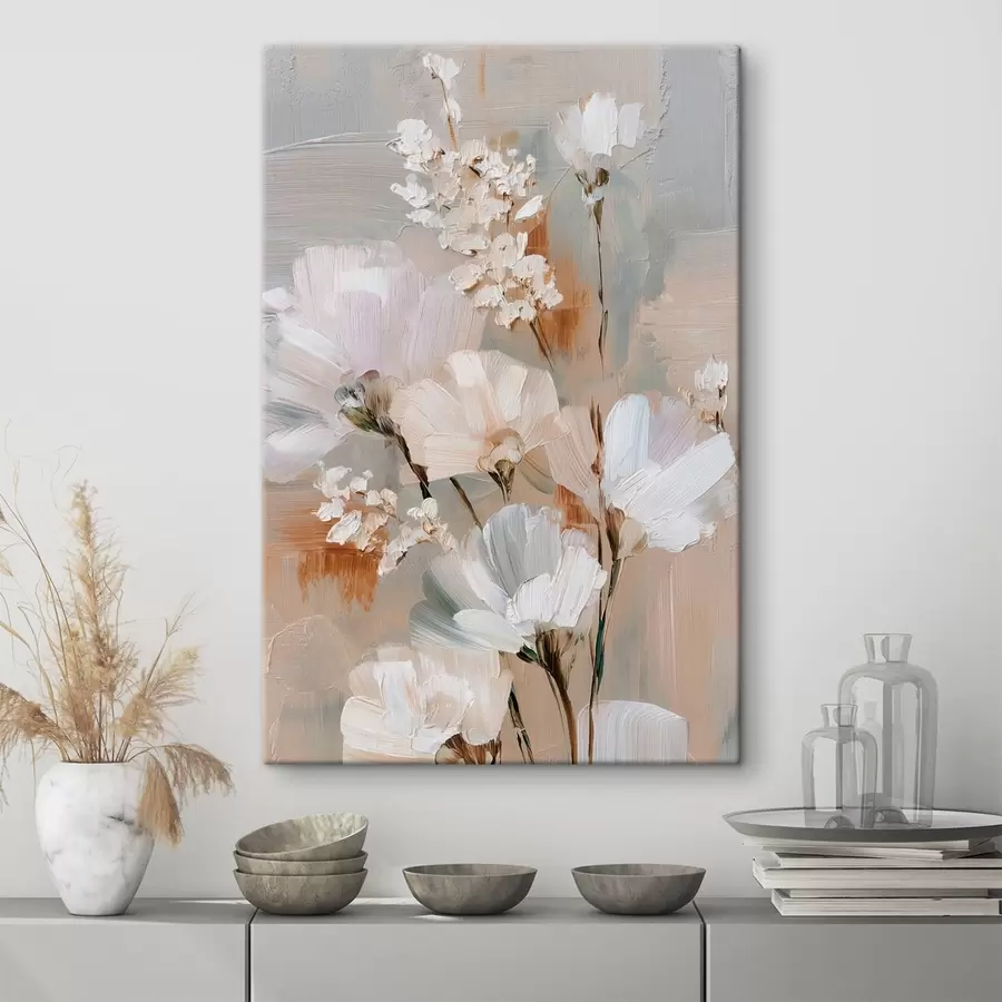 Fototapete Blumenarrangement in Pastelltönen im Stil eines Ölgemäldes s48194