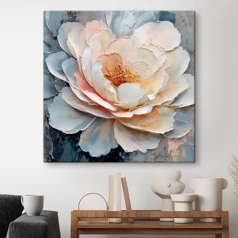 Fototapete Nahaufnahme einer Blume mit ausdrucksstarken, strukturierten Pinselstrichen im zeitgenössischen Malstil s48198