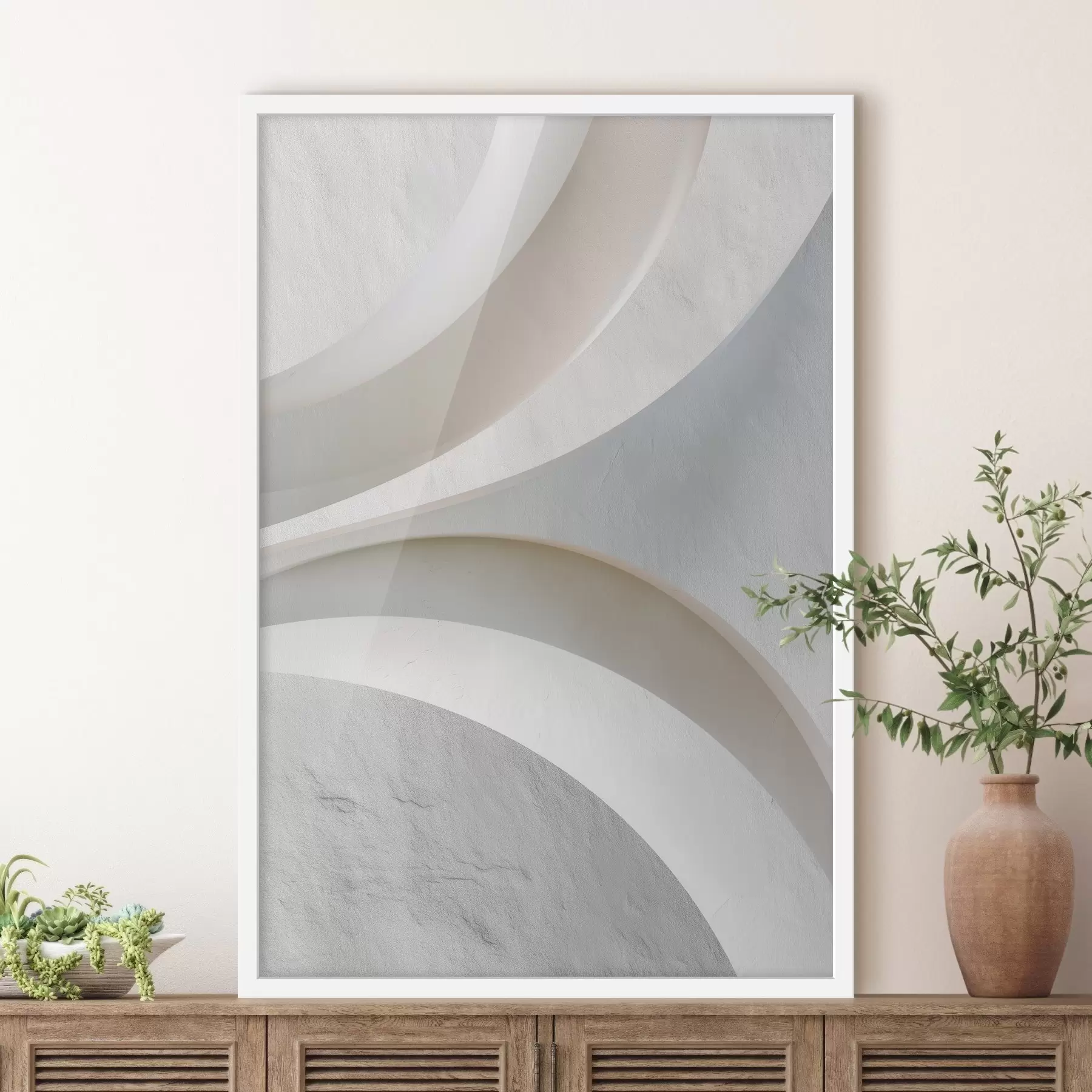 Fototapete Dekorplatte mit plastischen architektonischen Formen auf hellem Hintergrund f48191