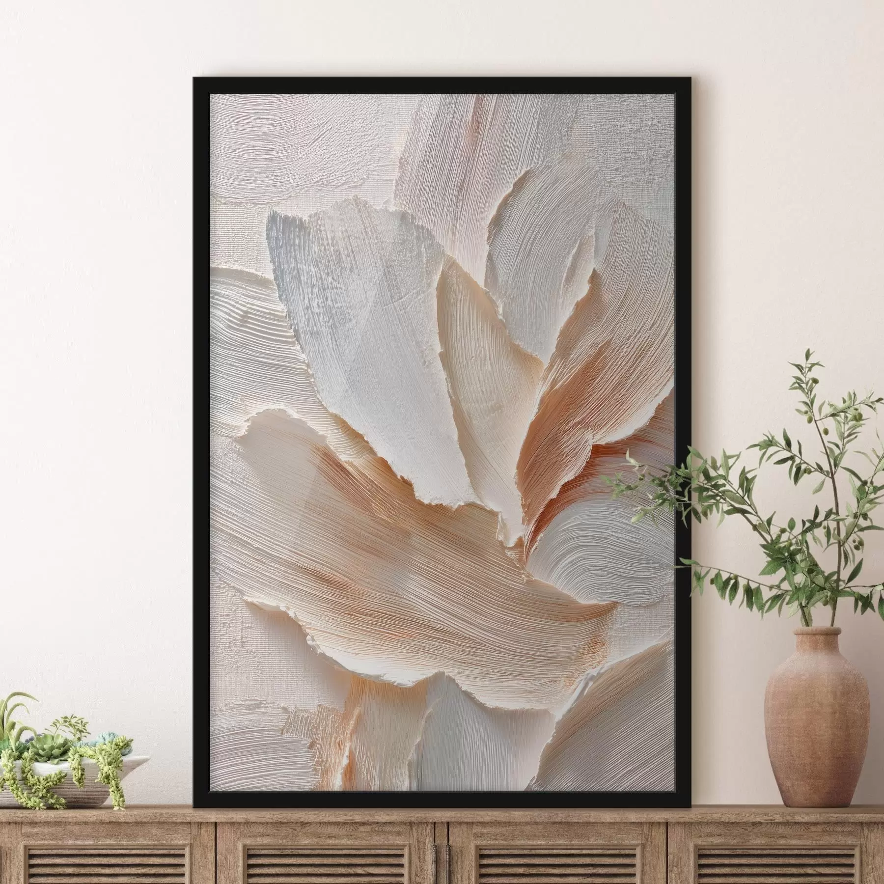 Fototapete Abstrakte Komposition in hellen Farbtönen mit ausgeprägter Pinselstrichstruktur f48199