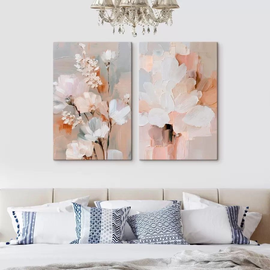 Fototapete Abstrakte, leichte Blumen mit ausdrucksstarken Pinselstrichen im Stil der zeitgenössischen Kunst m30137