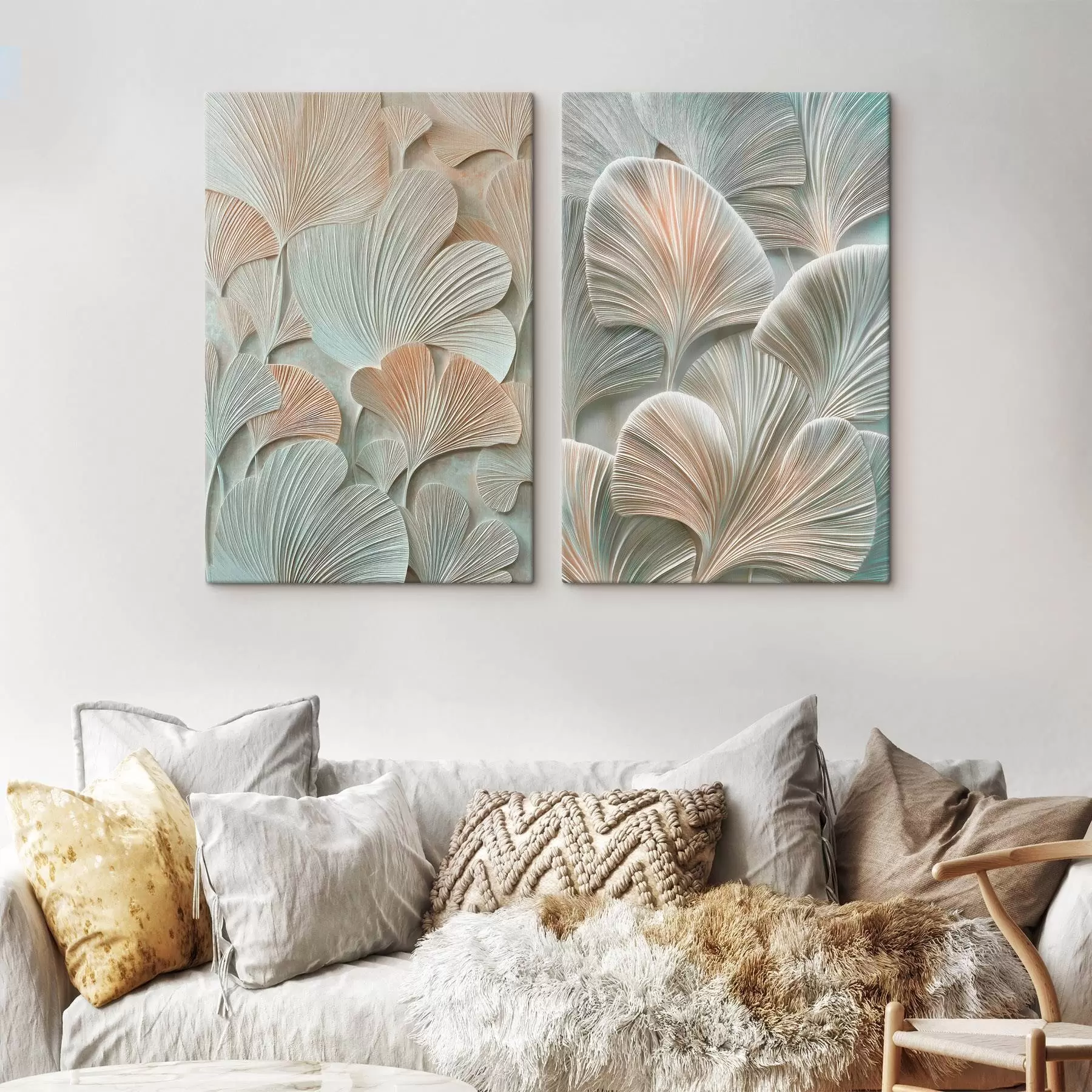 Fototapete Leichte Blumenillustration mit räumlicher Wirkung im minimalistischen Stil m30142