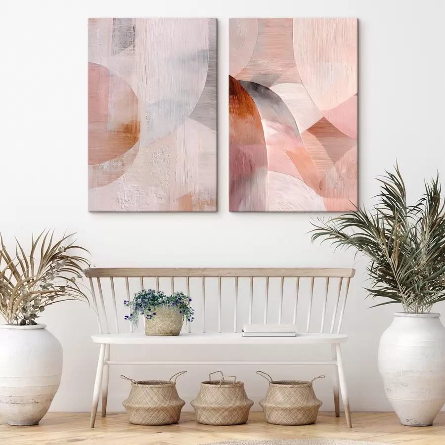 Fototapete Eine Harmonie aus warmen Farbtönen und strukturierten Linien im Stil der bildenden Kunst m30146