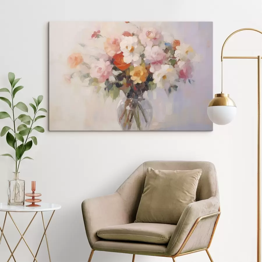 Fototapete Ein Blumenstrauß als Nachahmung eines Gemäldes s48587