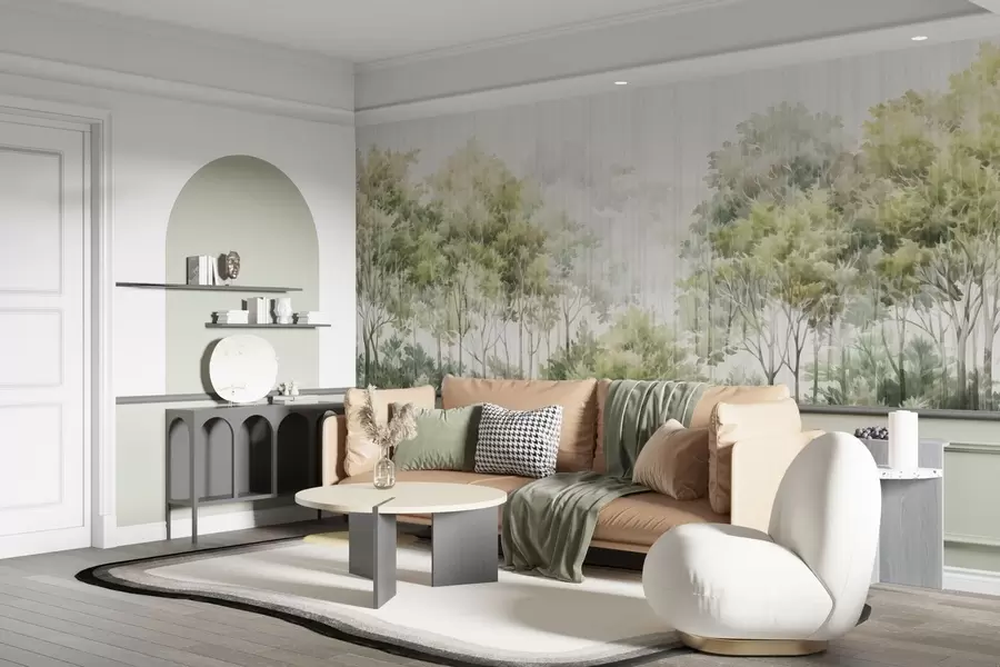 Fototapete Laubwald und Linien w05442