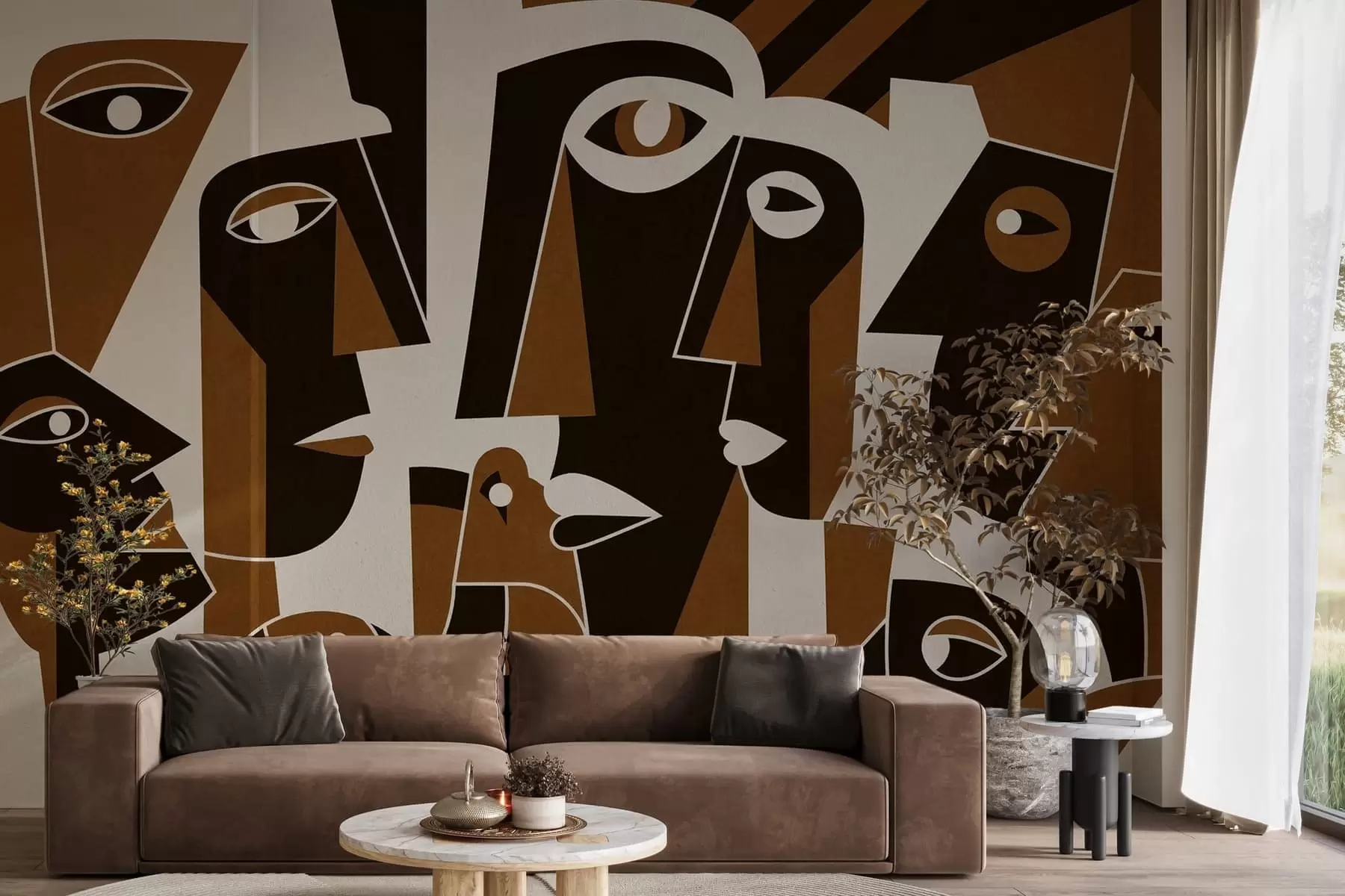 Fototapete Gesichter im afrikanischen Stil w05446