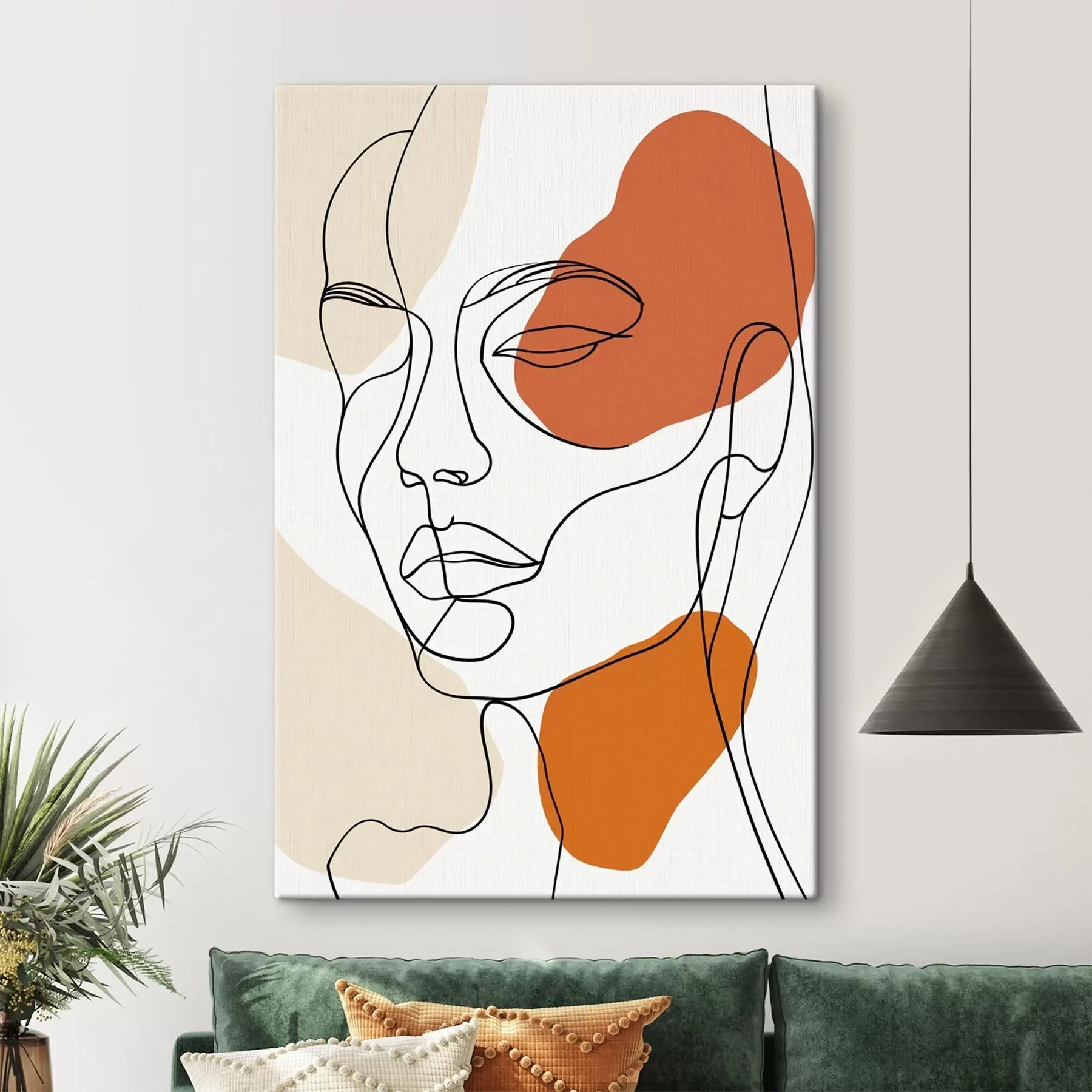 Fototapete Abstrakte Gesichter, lineare Zeichnung s48569