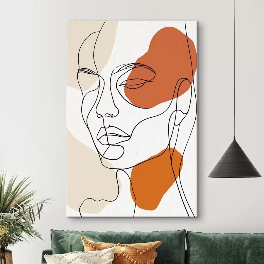 Fototapete Abstrakte Gesichter, lineare Zeichnung s48569