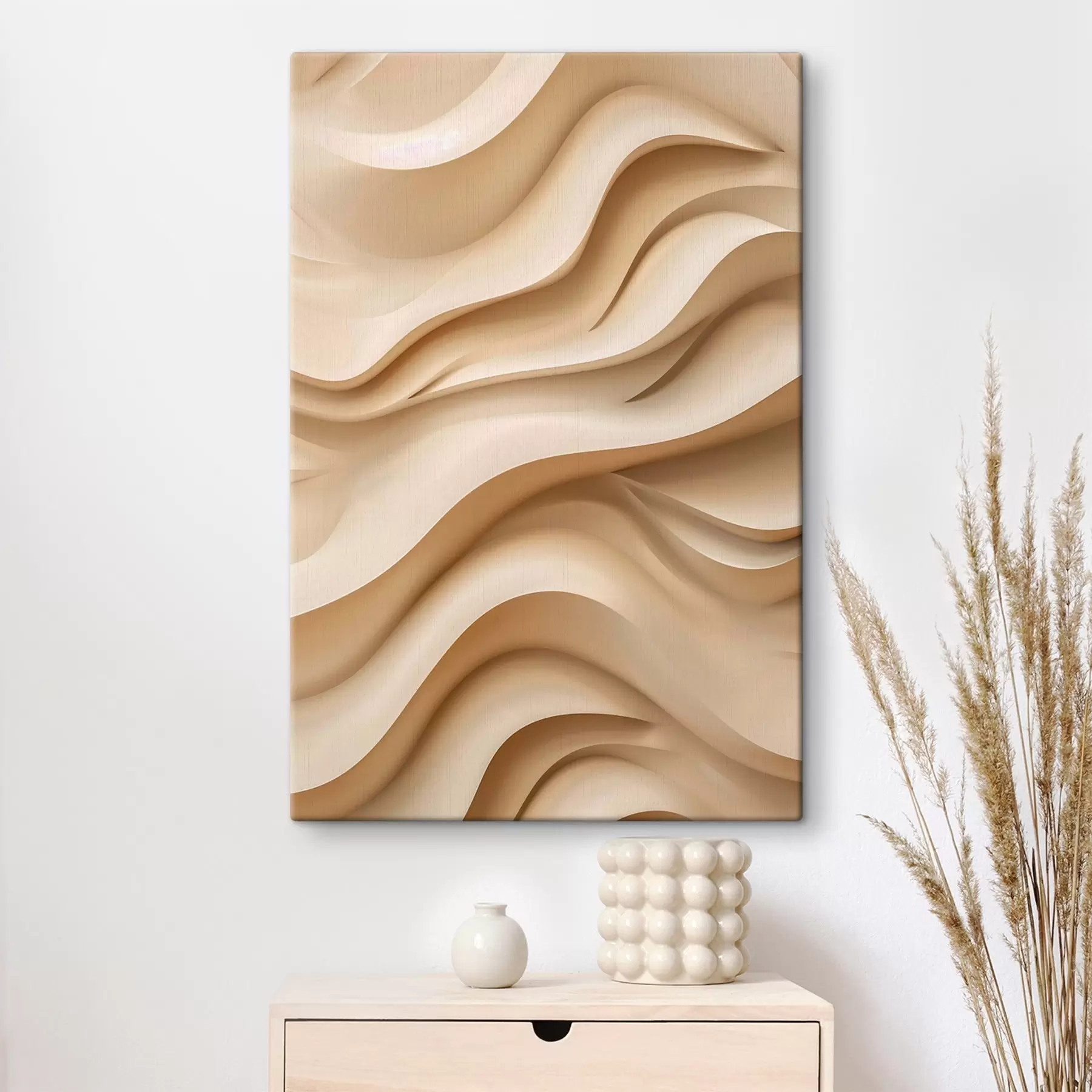 Fototapete 3D-Wellen, beige, strukturiertes Design s48585