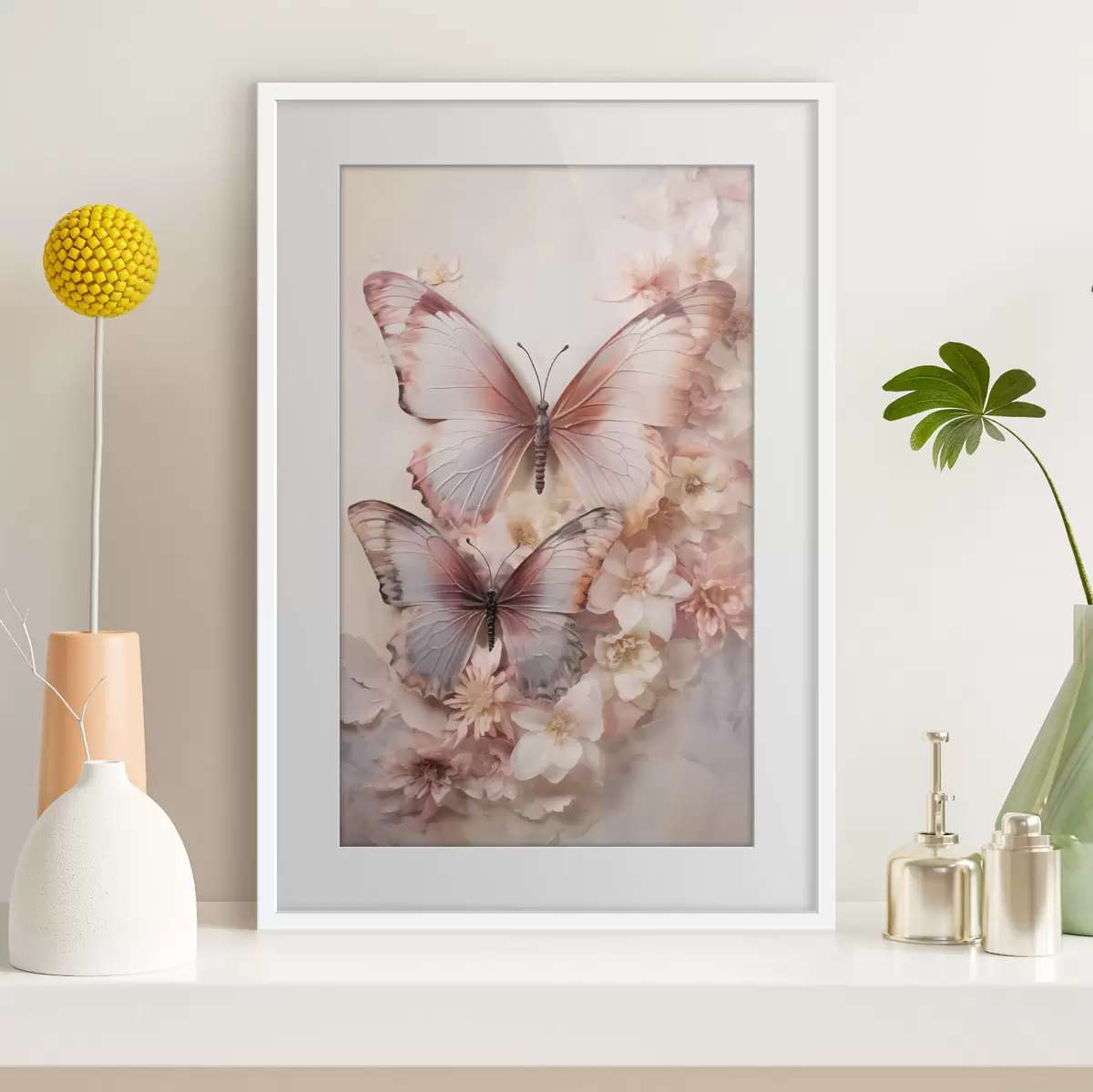 Poster Blumen und Schmetterlinge f48565