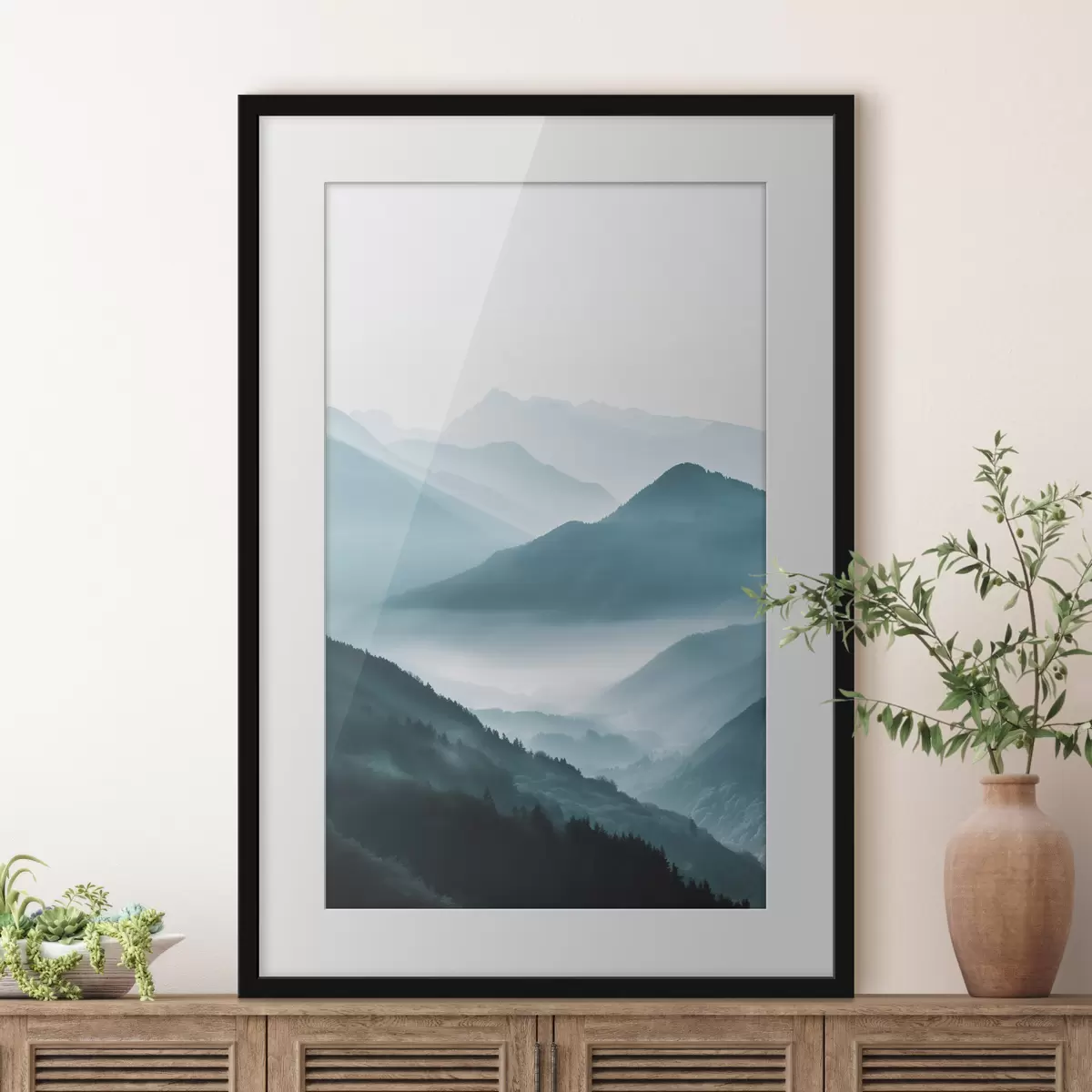 Poster Berglandschaft im Dunst f48568
