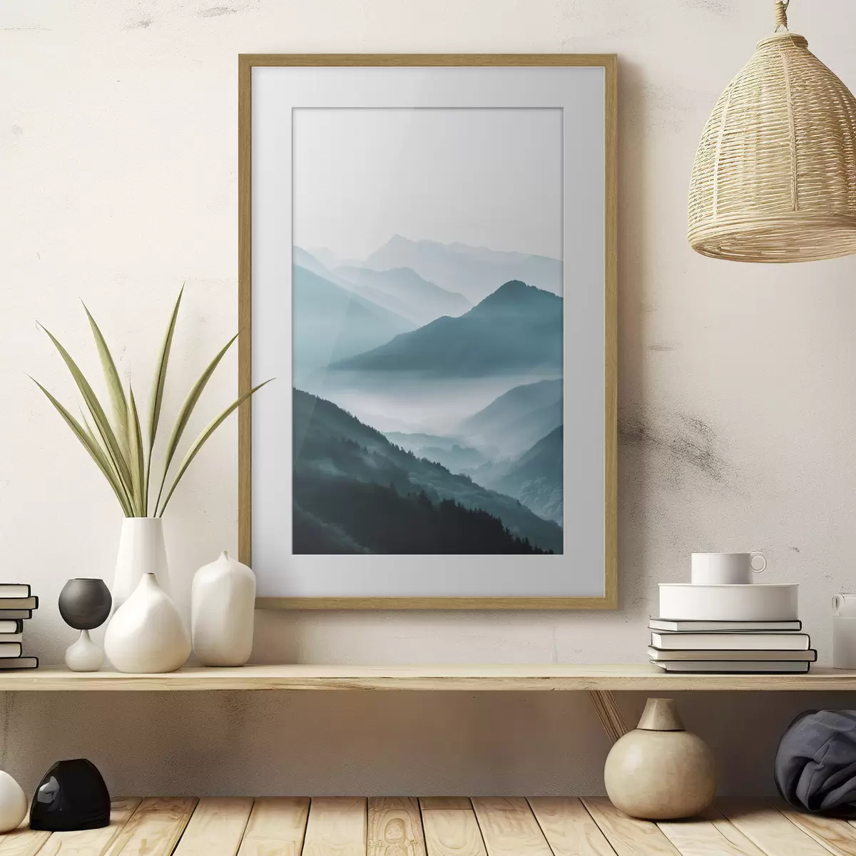 Poster Berglandschaft im Dunst f48568