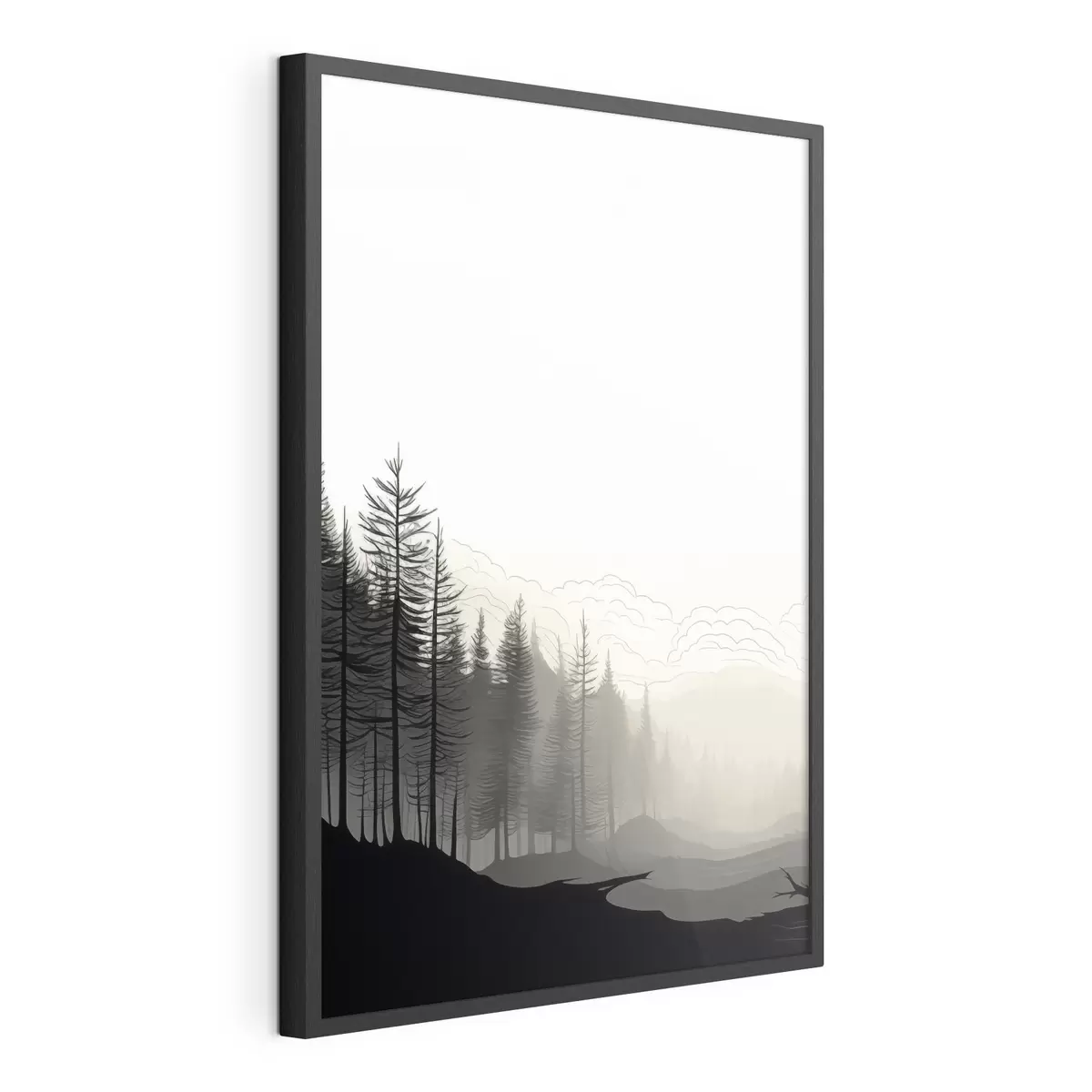 Poster Wald im Nebel, minimalistisch f48574