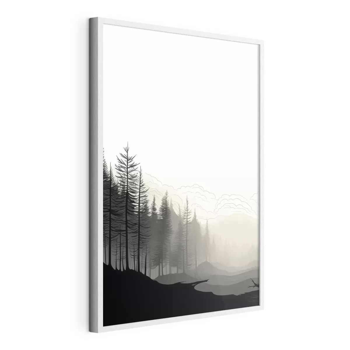 Poster Wald im Nebel, minimalistisch f48574