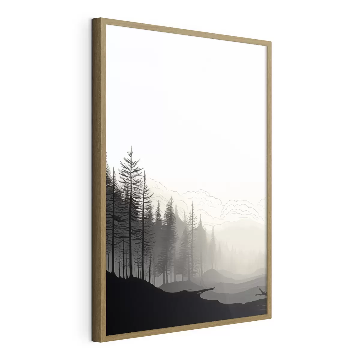 Poster Wald im Nebel, minimalistisch f48574