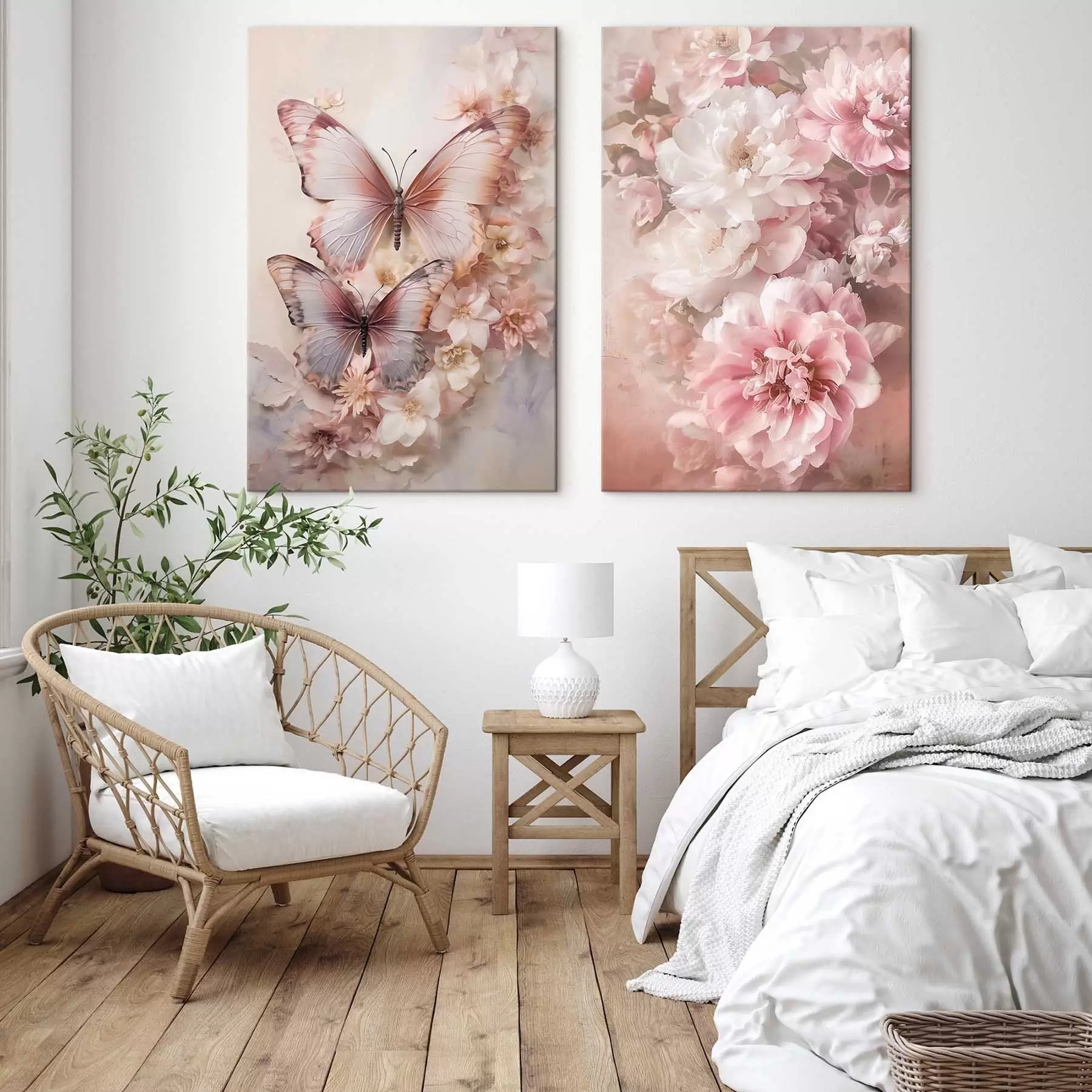 Fototapete Rosa Blumen, romantischer Stil m30268