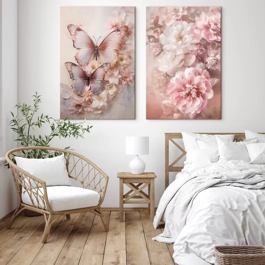 Fototapete Rosa Blumen, romantischer Stil m30268