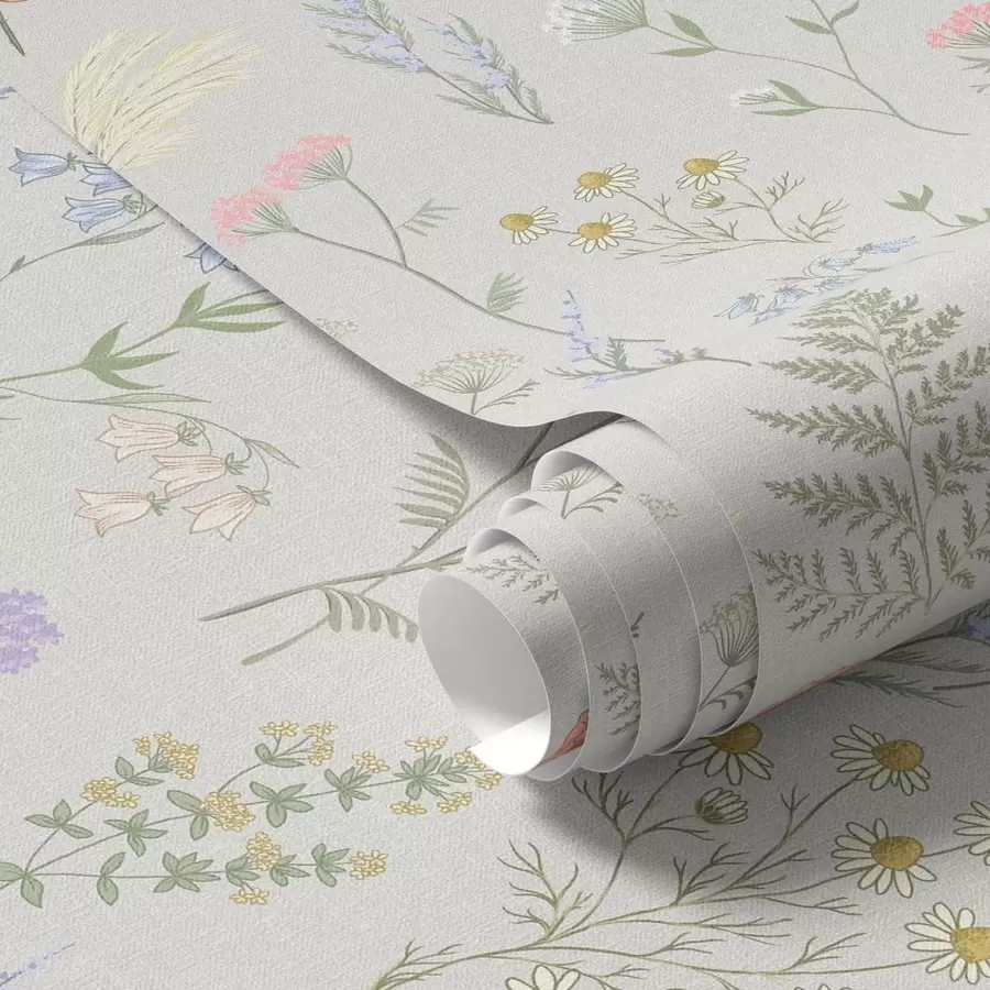 Fototapete Zartes Wildblumenmuster auf hellem Hintergrund a01152