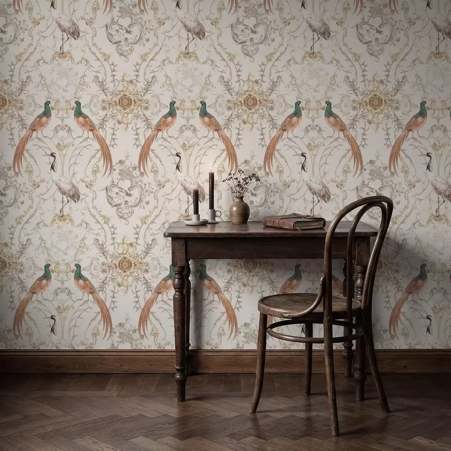 Fototapete Ornamentmuster mit Vögeln und Motiven a01156