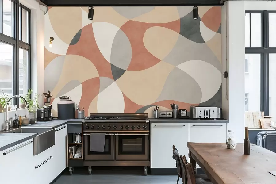 Fototapete Abstraktes Muster mit abgerundeten Formen in warmen Farbtönen w05149v1