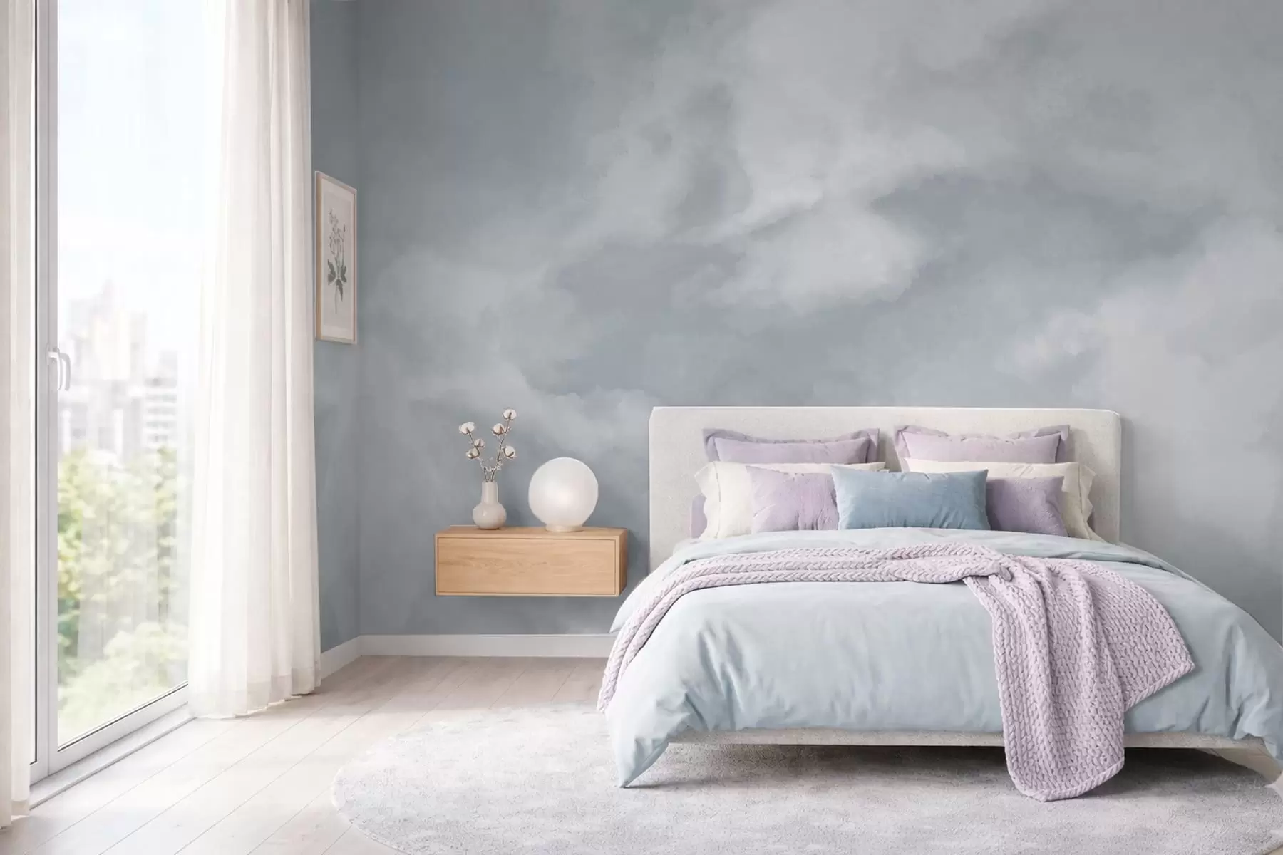 Fototapete Weicher, wolkiger Hintergrund in hellen Grautönen w05426v1