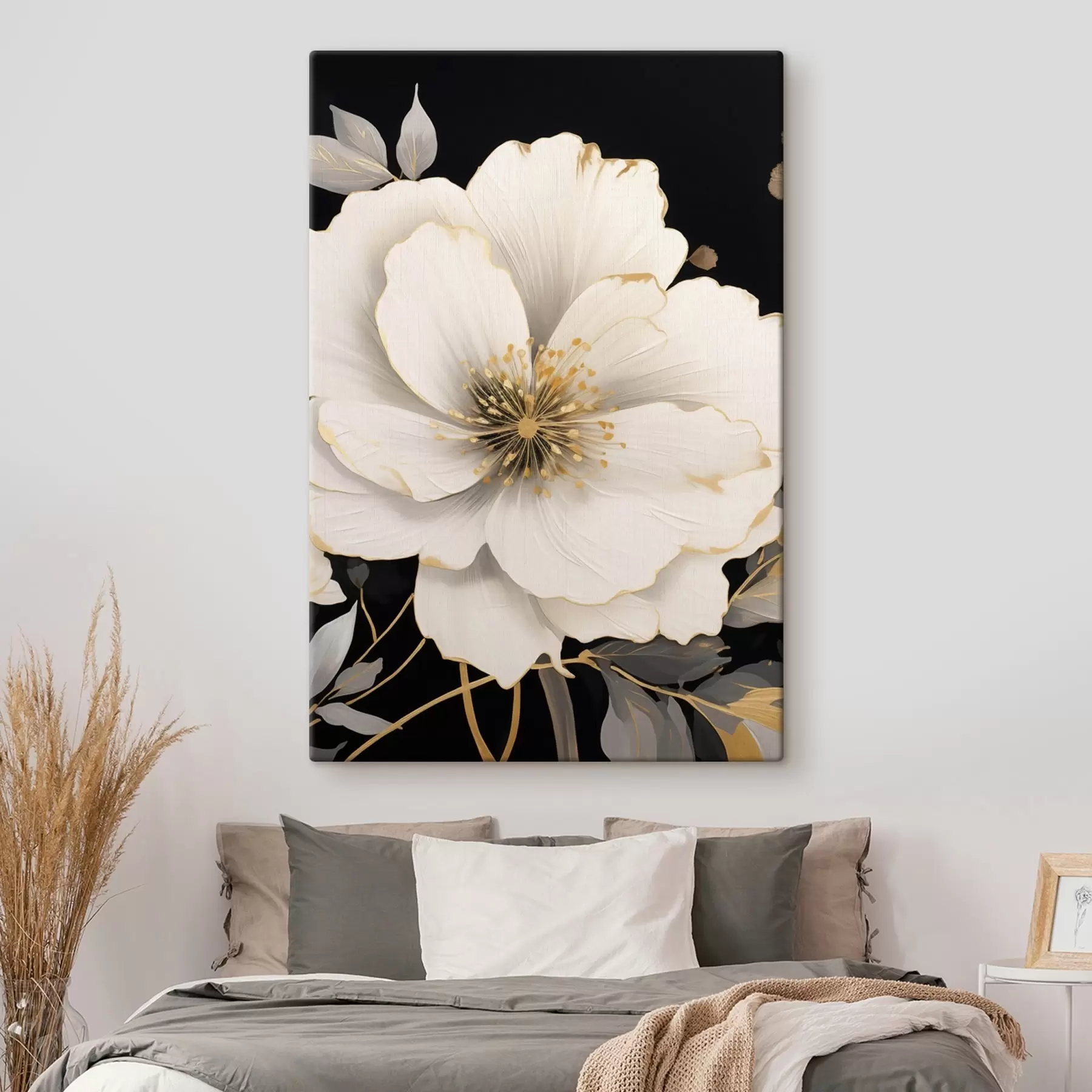Fototapete Weiße Blumen auf dunklem Hintergrund s48633