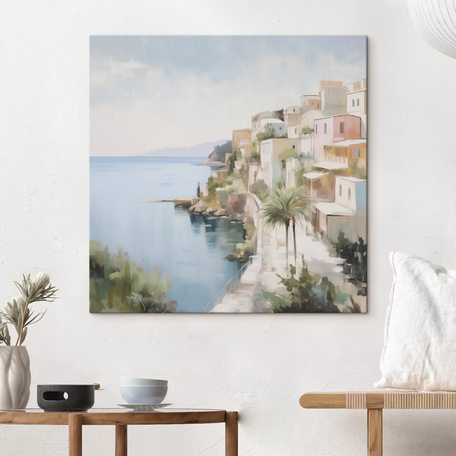 Fototapete Stadtansicht am Meer, nach einem Gemälde s48674