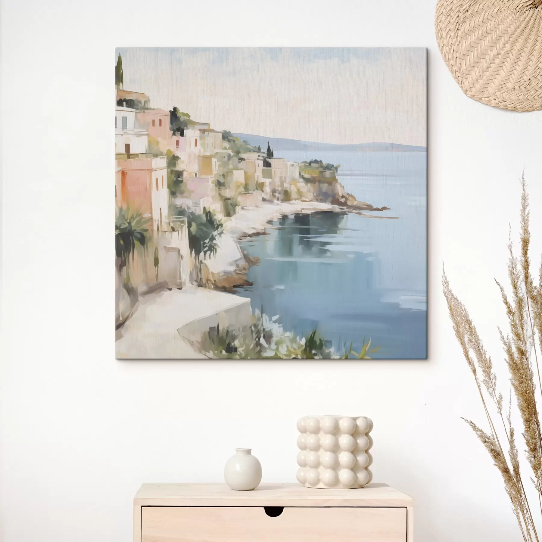 Fototapete Landschaft einer Küstenstadt – Nachahmung eines Gemäldes s48675