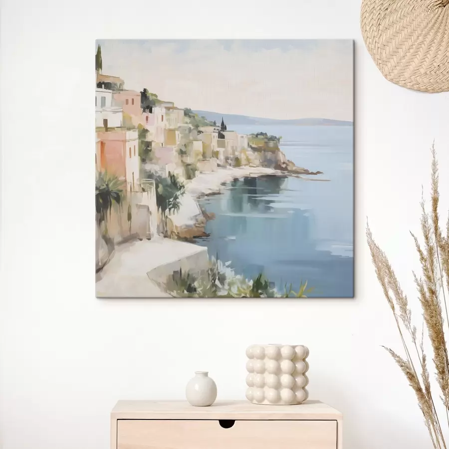 Fototapete Landschaft einer Küstenstadt – Nachahmung eines Gemäldes s48675