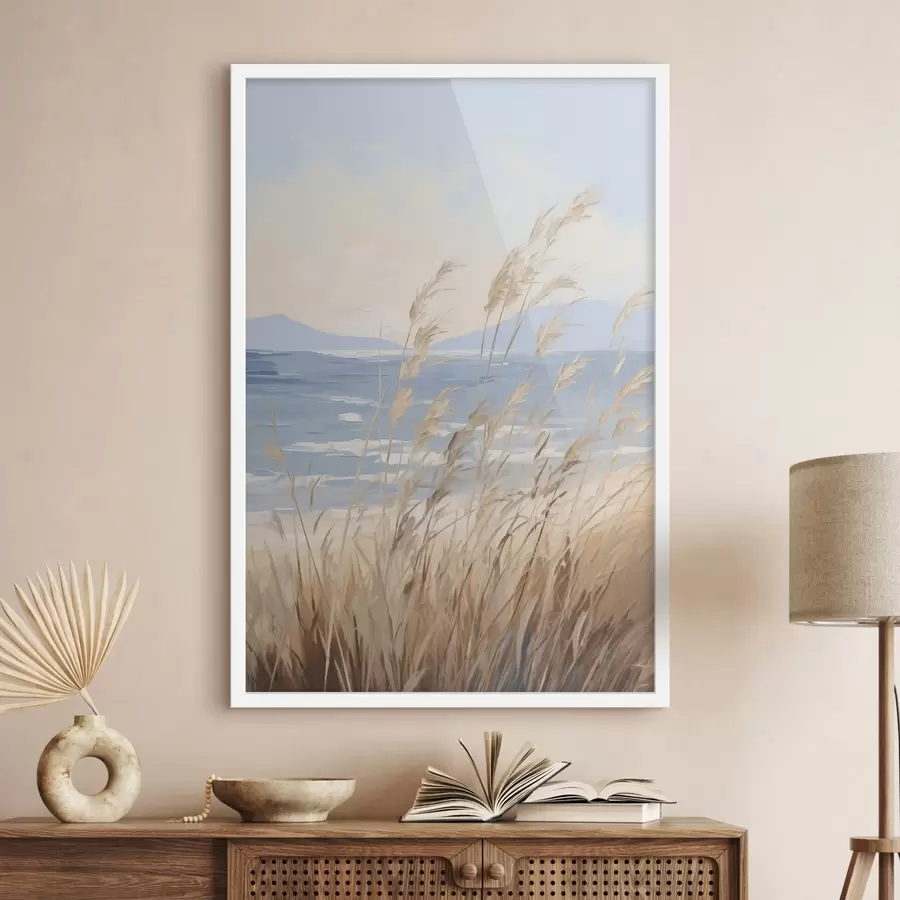 Fototapete Gemälde, das eine Küstenlandschaft nachbildet f48679