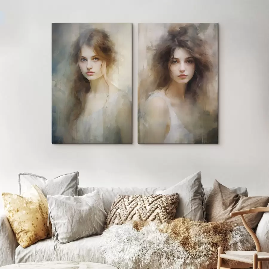 Fototapete Gemälde, das ein Mädchen darstellt m30299