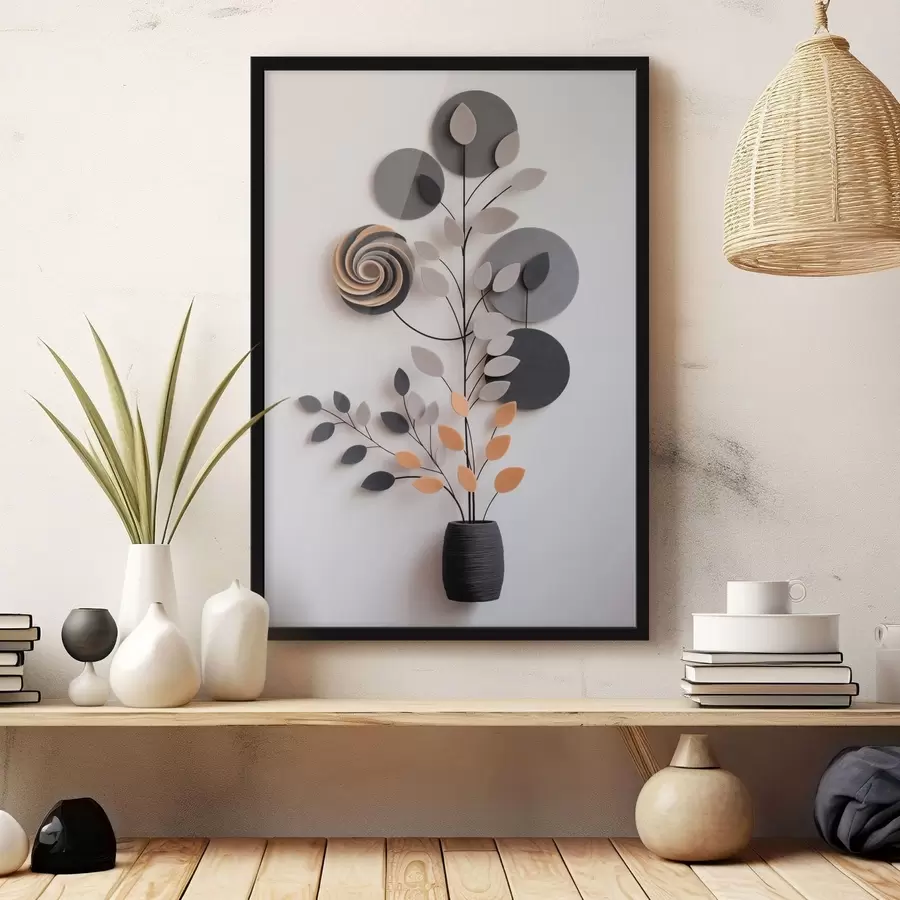 Fototapete Zierpflanze mit Kreisen und spiralförmigen Elementen f48599