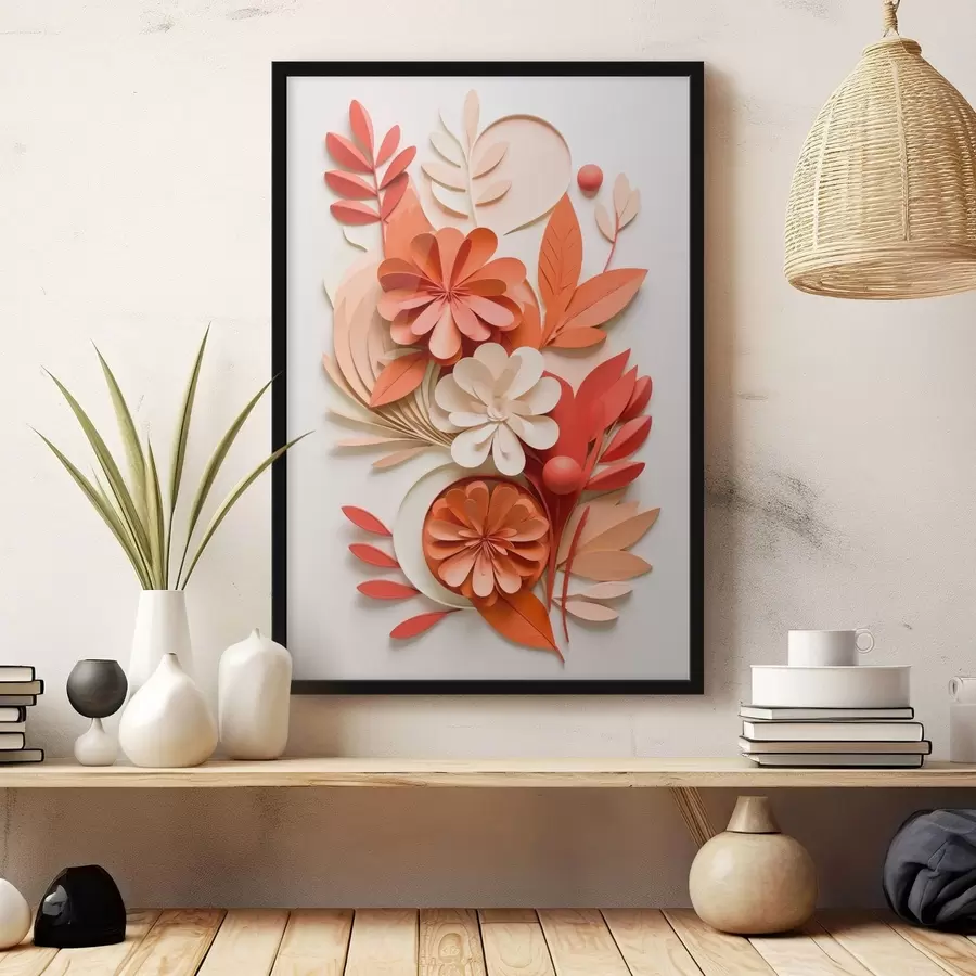 Fototapete Ein fröhliches Blumenarrangement in warmen Farbtönen f48600