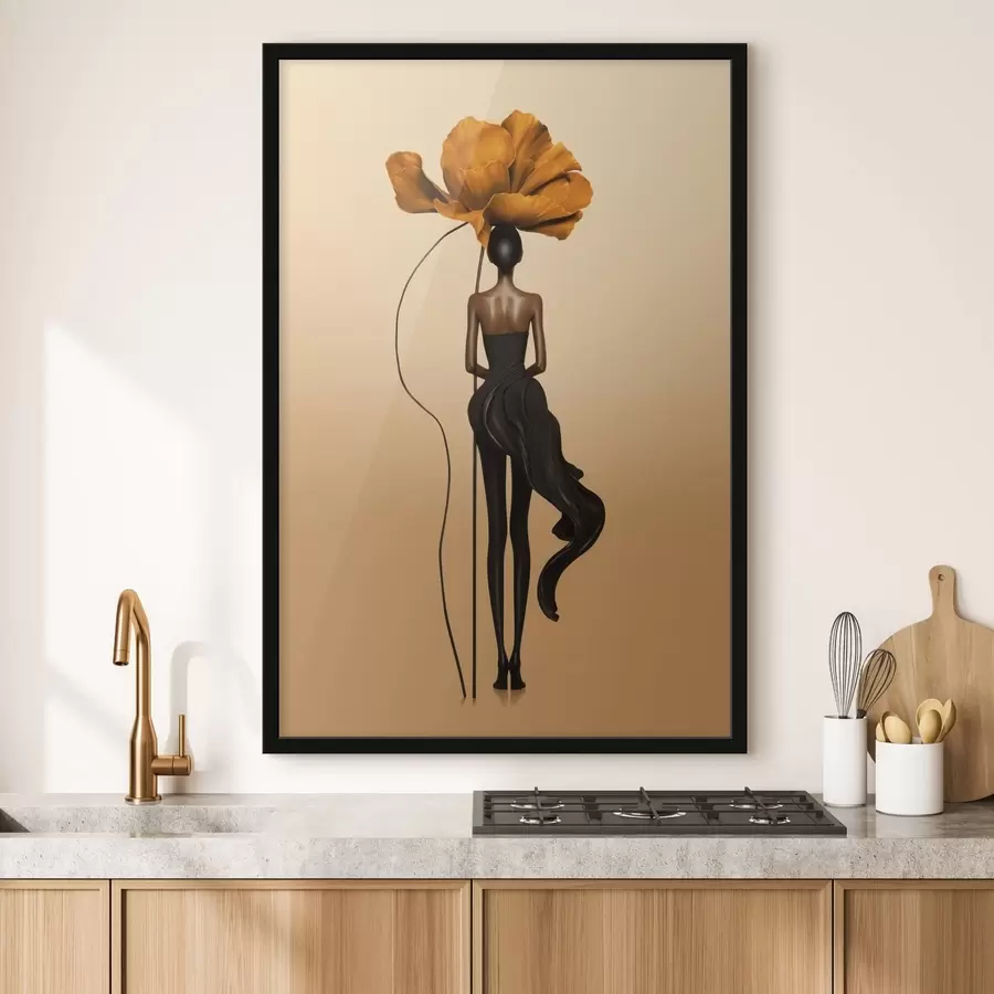 Fototapete Stilisierte Figur mit einer großen Blume als Kopf f48618