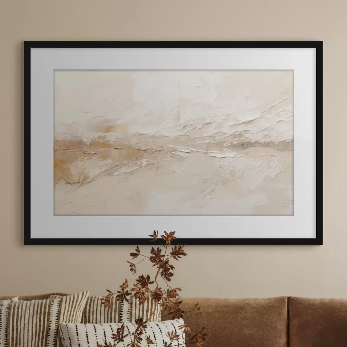 Poster Abstrakte Textur mit warmen, beigen Pinselstrichen f48625