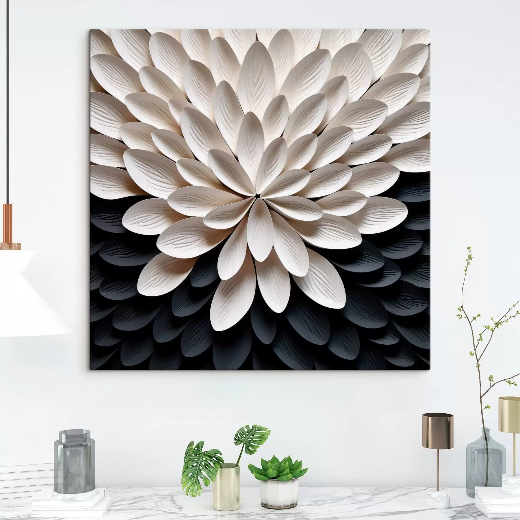 Fototapete Abstrakte Blume aus vielen leicht geschichteten Blütenblättern s48605