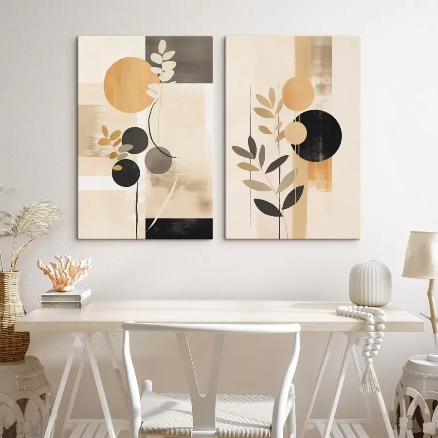 Fototapete Abstraktionen mit Blättern und Kreisen m30133