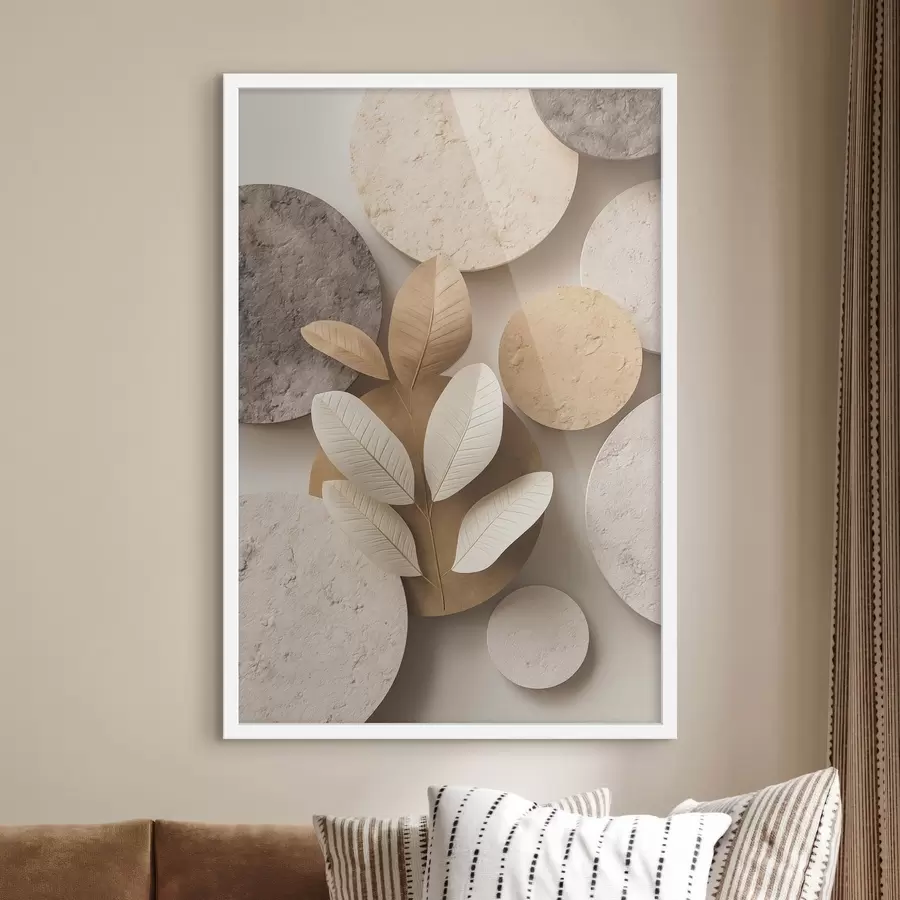 Fototapete Eine Komposition aus Blättern und Kreisen f48691