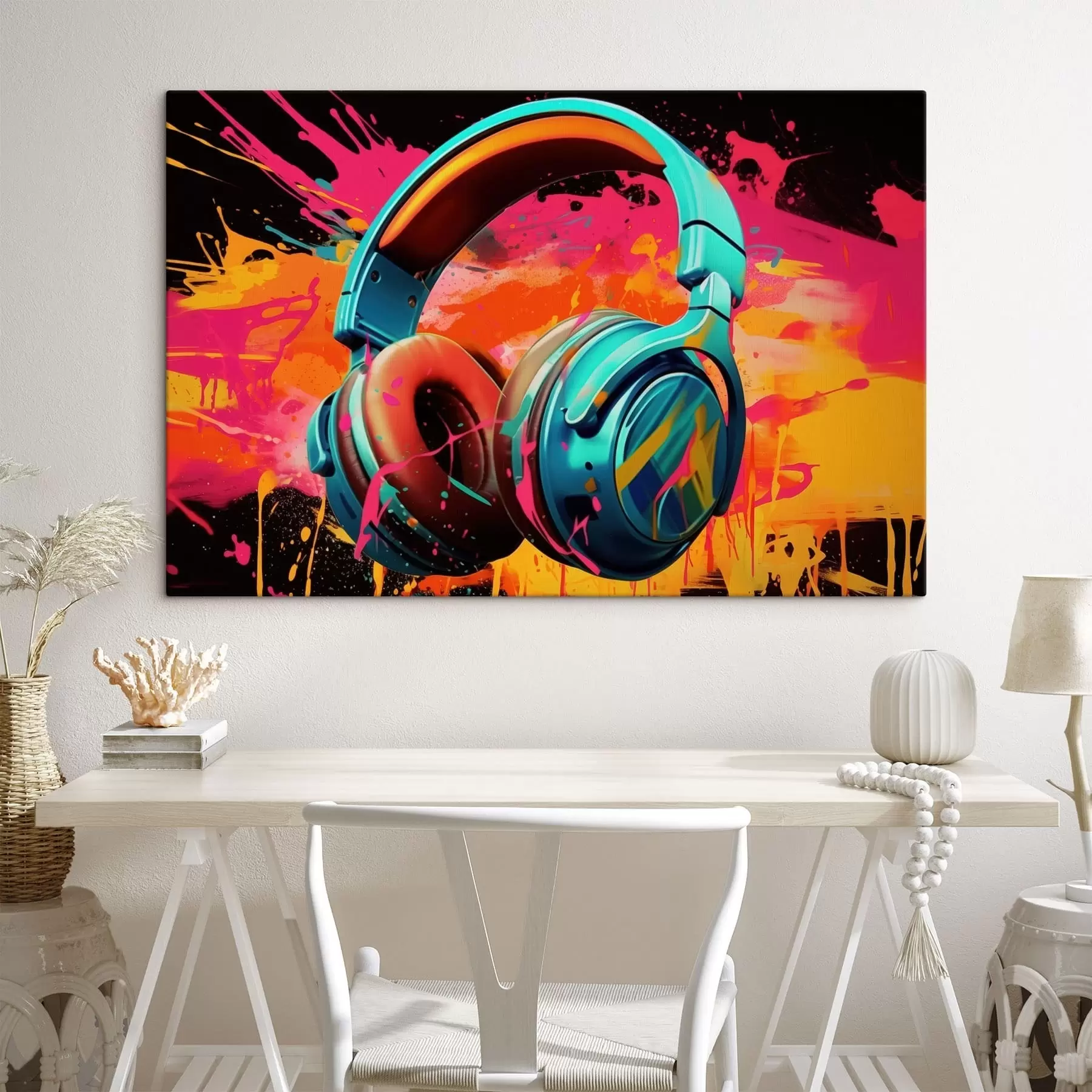 Fototapete Kopfhörer in leuchtenden Farben s48720
