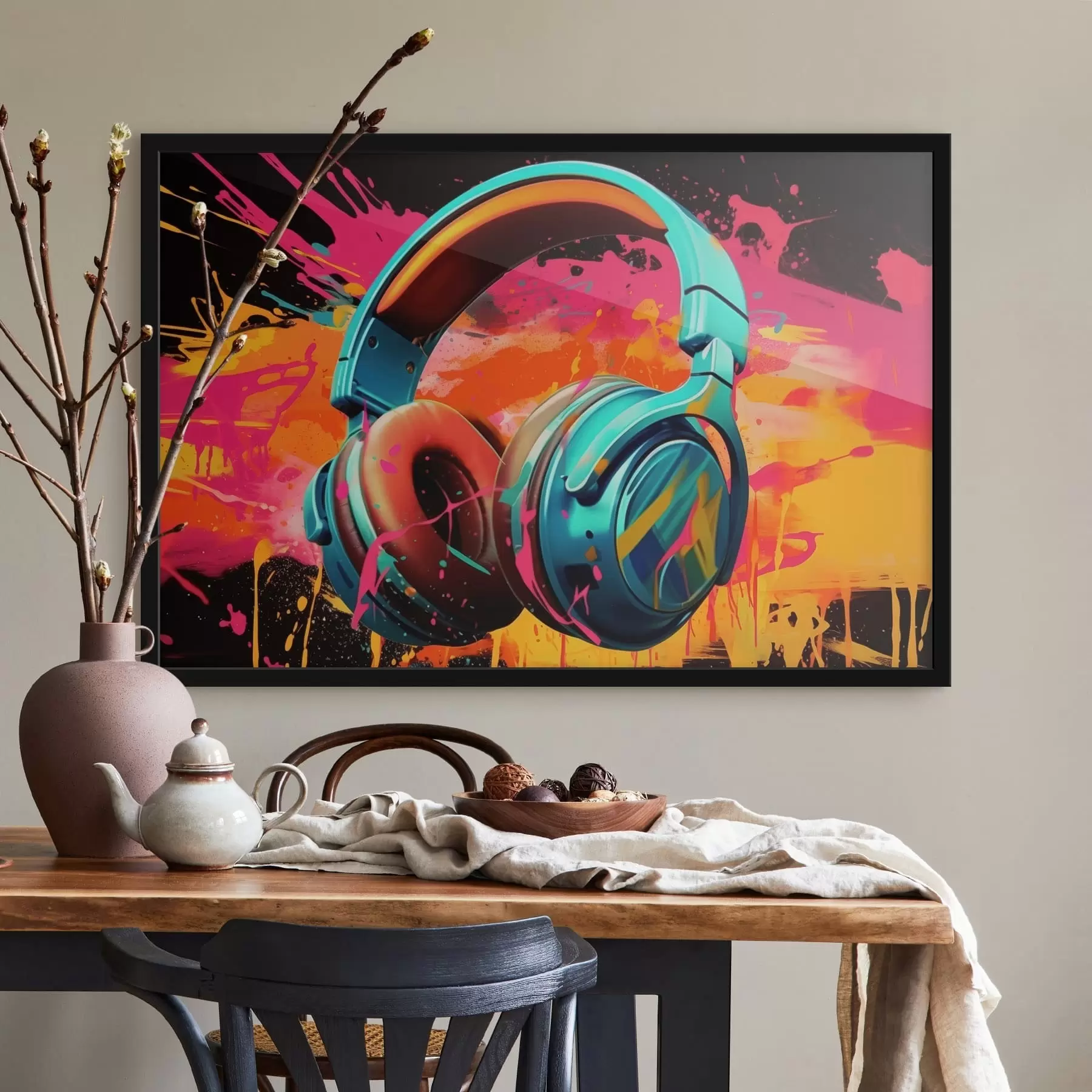 Fototapete Kopfhörer in leuchtenden Farben f48720