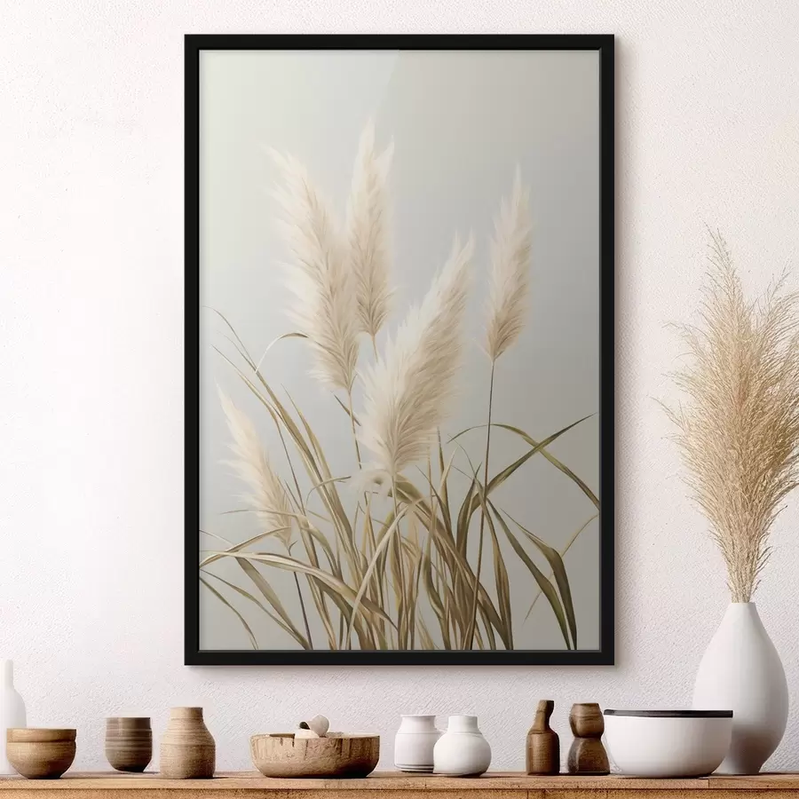 Fototapete Mehrere hohe, federartige Pampasgräser mit langen, schlanken Blättern f48723