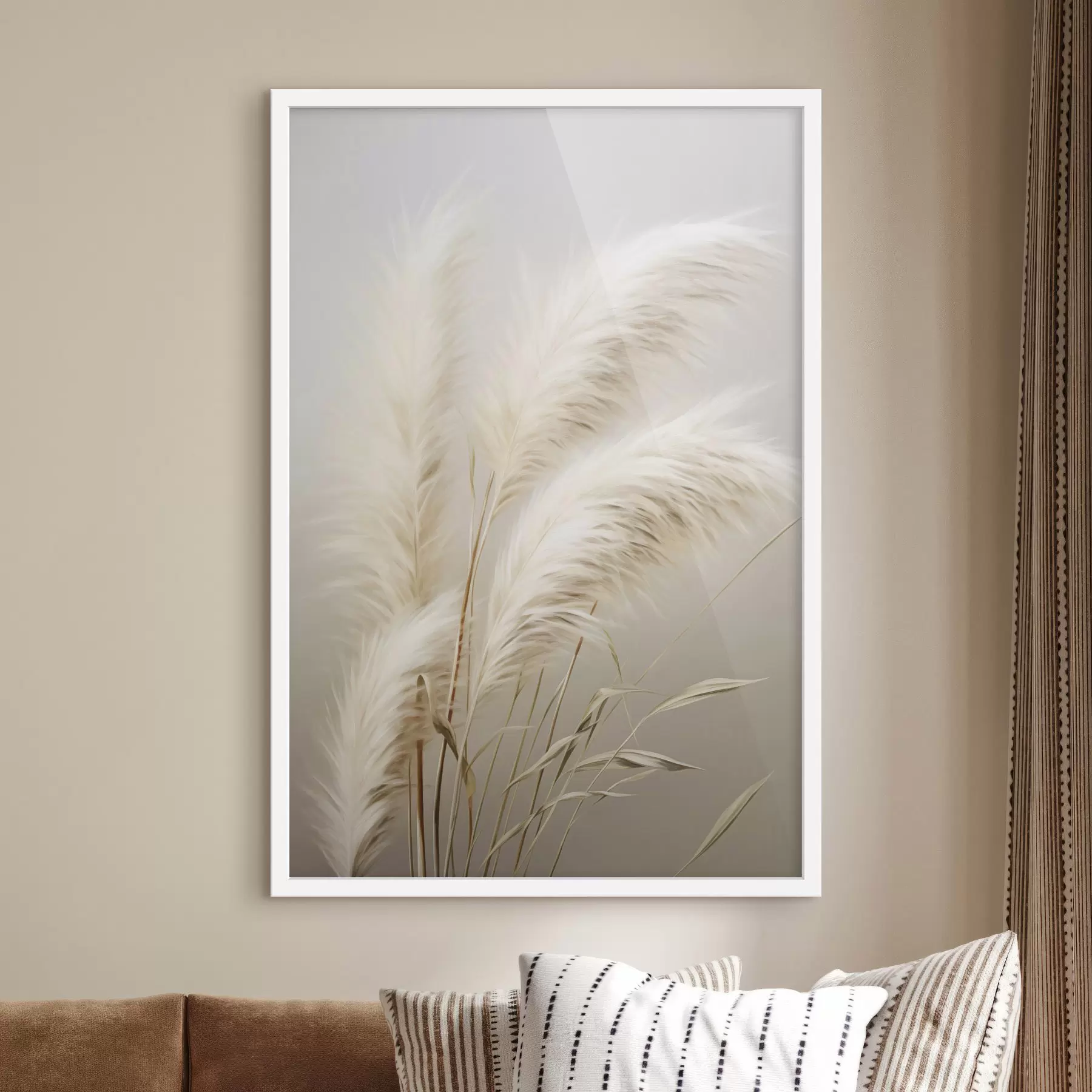 Fototapete Mehrere hohe, federartige Pampasgräser mit langen, schlanken Blättern f48724
