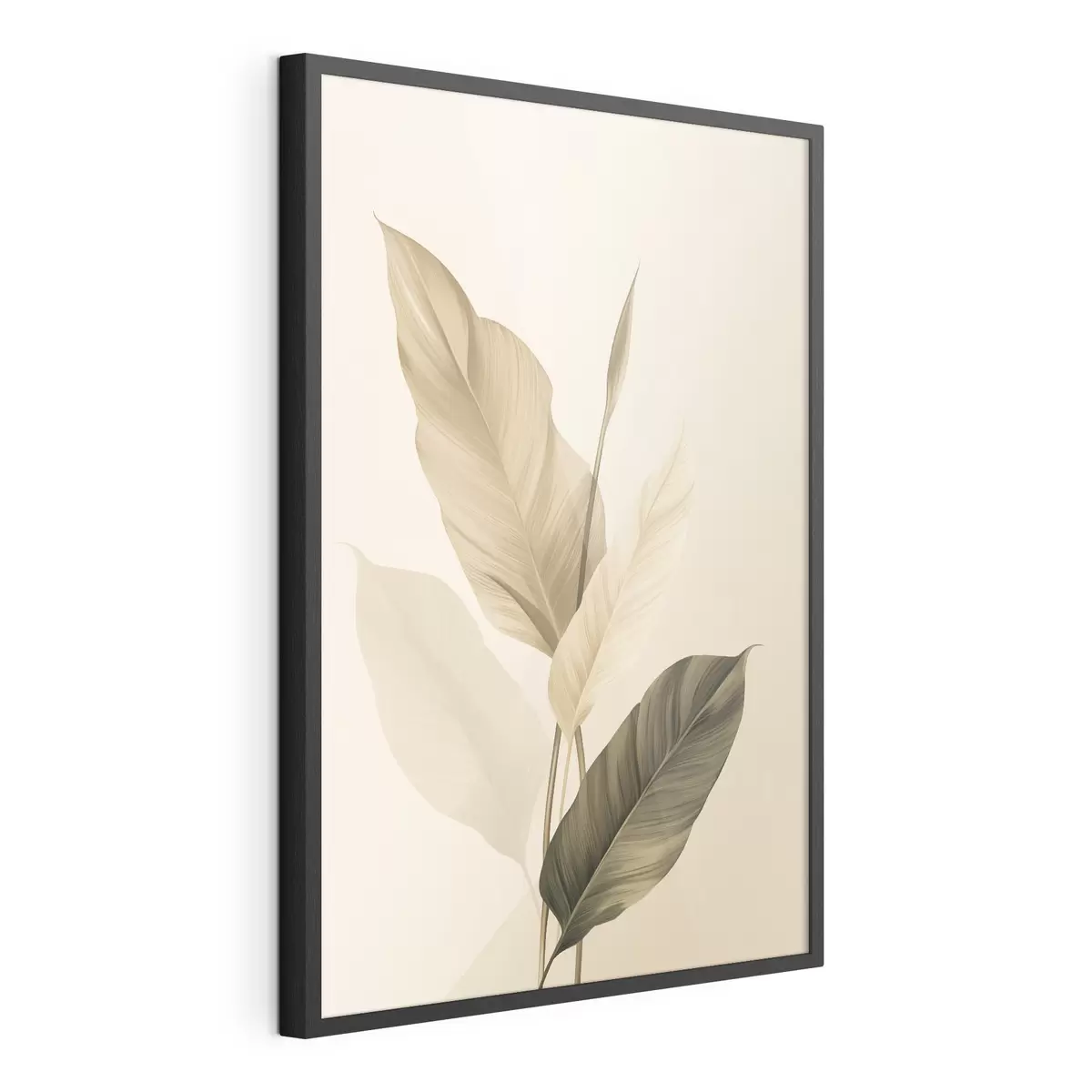 Poster Große tropische Blätter in Beige- und Brauntönen, heller Hintergrund f48725
