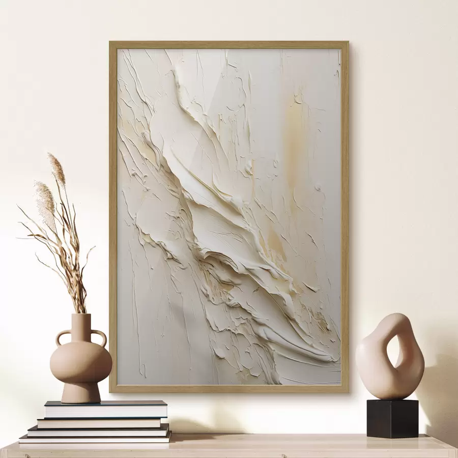 Fototapete Strukturierte Malerei in Creme- und Beigetönen im abstrakten Stil, minimalistische Kunst f48737